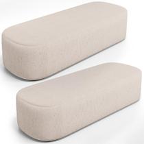 Kit 02 Puffs Decorativos Orgânico para Living Quarto 160cm Doha W01 Linho Cru - Lyam Decor Kit 02 Puffs Decorativos Orgânico para Living Quarto 160cm Doha W01 Linho Cru - Lyam Decor