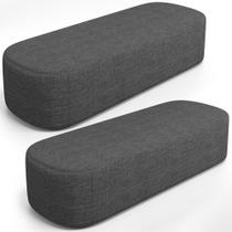 Kit 02 Puffs Decorativos Orgânico para Living Quarto 195cm Doha W01 Linho Cinza Escuro - Lyam Decor Kit 02 Puffs Decorativos Orgânico para Living Quarto 195cm Doha W01 Linho Cinza Escuro - Lyam Decor
