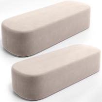 Kit 02 Puffs Decorativos Orgânico Para Living Quarto 195cm Doha W01 Suede Bege - Lyam Decor