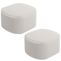 Kit 02 Puffs Decorativos Orgânico para Living Quarto 70cm Doha W01 Bouclê Cru - Lyam Decor