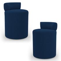 Kit 02 Puffs Decorativos Orgânicos Living Aegon Minimalista Bouclê Azul Marinho - Abmaza Kit 02 Puffs Decorativos Orgânicos Living Aegon Minimalista Bouclê Azul Marinho - Abmaza