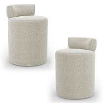 Kit 02 Puffs Decorativos Orgânicos Living Aegon Minimalista Bouclê Bege - Abmaza Kit 02 Puffs Decorativos Orgânicos Living Aegon Minimalista Bouclê Bege - Abmaza
