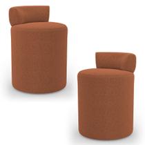 Kit 02 Puffs Decorativos Orgânicos Living Aegon Minimalista Bouclê Terracota - Desk Design