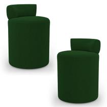 Kit 02 Puffs Decorativos Orgânicos Living Aegon Minimalista Bouclê Verde - Desk Design Kit 02 Puffs Decorativos Orgânicos Living Aegon Minimalista Bouclê Verde - Desk Design
