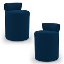 Kit 02 Puffs Decorativos Orgânicos Living Aegon Minimalista Veludo Azul Marinho - Desk Design Kit 02 Puffs Decorativos Orgânicos Living Aegon Minimalista Veludo Azul Marinho - Desk Design