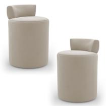Kit 02 Puffs Decorativos Orgânicos Living Aegon Minimalista Veludo Bege - Abmaza Kit 02 Puffs Decorativos Orgânicos Living Aegon Minimalista Veludo Bege - Abmaza