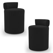 Kit 02 Puffs Decorativos Orgânicos Living Aegon Minimalista Veludo Preto - Abmaza Kit 02 Puffs Decorativos Orgânicos Living Aegon Minimalista Veludo Preto - Abmaza