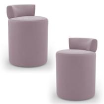 Kit 02 Puffs Decorativos Orgânicos Living Aegon Minimalista Veludo Rosê - Desk Design Kit 02 Puffs Decorativos Orgânicos Living Aegon Minimalista Veludo Rosê - Desk Design