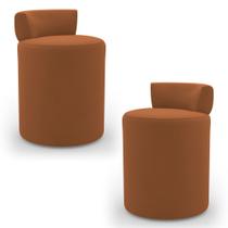 Kit 02 Puffs Decorativos Orgânicos Living Aegon Minimalista Veludo Terracota - Abmaza