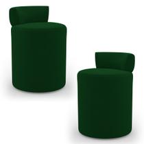 Kit 02 Puffs Decorativos Orgânicos Living Aegon Minimalista Veludo Verde - Desk Design Kit 02 Puffs Decorativos Orgânicos Living Aegon Minimalista Veludo Verde - Desk Design
