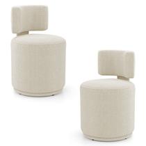 Kit 02 Puffs Decorativos Orgânicos Living Melis Minimalista Bouclê Bege - Desk Design
