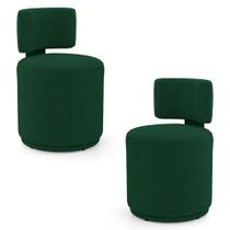 Kit 02 Puffs Decorativos Orgânicos Living Melis Minimalista Bouclê Verde - Desk Design