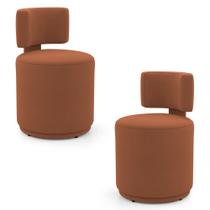 Kit 02 Puffs Decorativos Orgânicos Living Melis Minimalista Veludo Terracota - Abmaza Kit 02 Puffs Decorativos Orgânicos Living Melis Minimalista Veludo Terracota - Abmaza