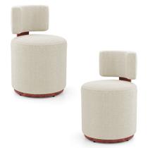Kit 02 Puffs Decorativos Orgânicos Melis Bouclê Bege material sintético Ocre - Desk Design Kit 02 Puffs Decorativos Orgânicos Melis Bouclê Bege material sintético Ocre - Desk Design