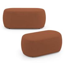 Kit 02 Puffs Decorativos Orgânicos Molly 02 Lugares Bouclê Terracota - Desk Design Kit 02 Puffs Decorativos Orgânicos Molly 02 Lugares Bouclê Terracota - Desk Design