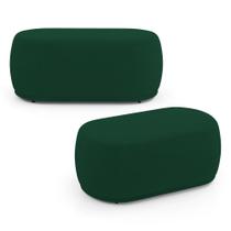 Kit 02 Puffs Decorativos Orgânicos Molly 02 Lugares Bouclê Verde - Desk Design