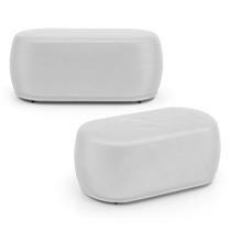 Kit 02 Puffs Decorativos Orgânicos Molly 02 Lugares material sintético Branco - Abmaza Kit 02 Puffs Decorativos Orgânicos Molly 02 Lugares material sintético Branco - Abmaza
