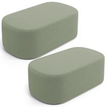 Kit 02 Puffs Decorativos Orgânicos Para Living Quarto 100cm Doha W01 Bouclê Oliva - Lyam Decor Kit 02 Puffs Decorativos Orgânicos Para Living Quarto 100cm Doha W01 Bouclê Oliva - Lyam Decor
