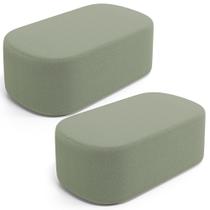 Kit 02 Puffs Decorativos Orgânicos Para Living Quarto 100cm Doha W01 Bouclê Oliva - Lyam Decor Kit 02 Puffs Decorativos Orgânicos Para Living Quarto 100cm Doha W01 Bouclê Oliva - Lyam Decor