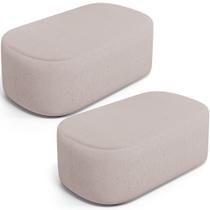 Kit 02 Puffs Decorativos Orgânicos Para Living Quarto 100cm Doha W01 Linho Bege - Lyam Decor Kit 02 Puffs Decorativos Orgânicos Para Living Quarto 100cm Doha W01 Linho Bege - Lyam Decor