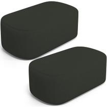 Kit 02 Puffs Decorativos Orgânicos Para Living Quarto 100cm Doha W01 Linho Verde Musgo - Lyam Decor