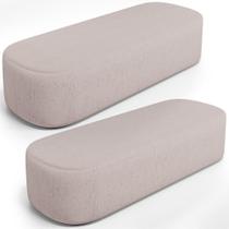 Kit 02 Puffs Decorativos Orgânicos Para Living Quarto 140cm Doha W01 Linho Bege - Lyam Decor Kit 02 Puffs Decorativos Orgânicos Para Living Quarto 140cm Doha W01 Linho Bege - Lyam Decor
