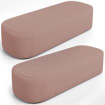 Kit 02 Puffs Decorativos Orgânicos Para Living Quarto 140cm Doha W01 Linho Rosê - Lyam Decor Kit 02 Puffs Decorativos Orgânicos Para Living Quarto 140cm Doha W01 Linho Rosê - Lyam Decor