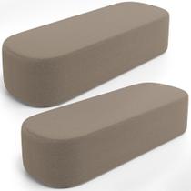 Kit 02 Puffs Decorativos Orgânicos Para Living Quarto 195cm Doha W01 Bouclê Bege - Lyam Decor Kit 02 Puffs Decorativos Orgânicos Para Living Quarto 195cm Doha W01 Bouclê Bege - Lyam Decor
