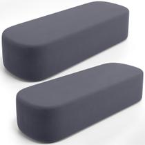 Kit 02 Puffs Decorativos Orgânicos Para Living Quarto 195cm Doha W01 Suede Cinza - Lyam Decor Kit 02 Puffs Decorativos Orgânicos Para Living Quarto 195cm Doha W01 Suede Cinza - Lyam Decor