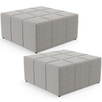 Kit 02 Puffs Decorativos Para Sala De Estar Quadrado Milano 90x90 W01 Bouclê Creme - Lyam Decor Kit 02 Puffs Decorativos Para Sala De Estar Quadrado Milano 90x90 W01 Bouclê Creme - Lyam Decor