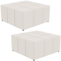Kit 02 Puffs Decorativos Para Sala de Estar Quadrado Milano 90x90cm W01 Linho Cru - Lyam Decor Kit 02 Puffs Decorativos Para Sala de Estar Quadrado Milano 90x90cm W01 Linho Cru - Lyam Decor