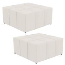 Kit 02 Puffs Decorativos Para Sala de Estar Quadrado Milano 90x90cm W01 Linho Cru - Lyam Decor Kit 02 Puffs Decorativos Para Sala de Estar Quadrado Milano 90x90cm W01 Linho Cru - Lyam Decor