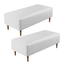 Kit 02 Puffs Decorativos Sala de Estar Bali W01 Pés Palito 120x50 cm Corano Branco - Lyam Decor Kit 02 Puffs Decorativos Sala de Estar Bali W01 Pés Palito 120x50 cm Corano Branco - Lyam Decor