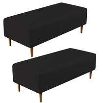Kit 02 Puffs Decorativos Sala de Estar Bali W01 Pés Palito 120x50 cm Corano Preto - Lyam Decor Kit 02 Puffs Decorativos Sala de Estar Bali W01 Pés Palito 120x50 cm Corano Preto - Lyam Decor
