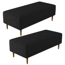 Kit 02 Puffs Decorativos Sala de Estar Bali W01 Pés Palito 120x50 cm Linho Chumbo - Lyam Decor