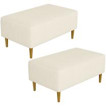 Kit 02 Puffs Decorativos Sala de Estar Cléo W01 Pés Palito 90 cm Linho Cru - Lyam Decor Kit 02 Puffs Decorativos Sala de Estar Cléo W01 Pés Palito 90 cm Linho Cru - Lyam Decor