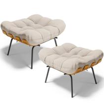 Kit 02 Puffs Decorativos Sala de Estar Costela L02 Linho Cru - Lyam Decor Kit 02 Puffs Decorativos Sala de Estar Costela L02 Linho Cru - Lyam Decor