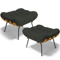 Kit 02 Puffs Decorativos Sala de Estar Costela L02 Linho Verde - Lyam Decor Kit 02 Puffs Decorativos Sala de Estar Costela L02 Linho Verde - Lyam Decor