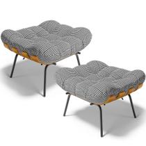 Kit 02 Puffs Decorativos Sala de Estar Costela L02 Pied Poule - Lyam Decor Kit 02 Puffs Decorativos Sala de Estar Costela L02 Pied Poule - Lyam Decor