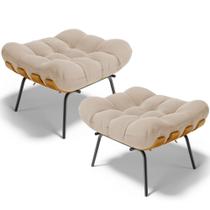 Kit 02 Puffs Decorativos Sala de Estar Costela L02 Suede Bege - Lyam Decor Kit 02 Puffs Decorativos Sala de Estar Costela L02 Suede Bege - Lyam Decor