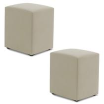 Kit 02 Puffs Decorativos Sala de Estar Quadrado 36x47cm Suede Bege - Abmaza