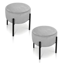 Kit 02 Puffs Iron Suede Cinza Base Palito