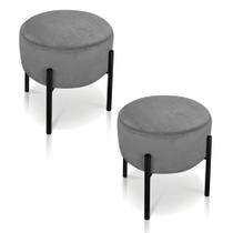 Kit 02 Puffs Iron Suede Grafite Base Preto Palito