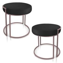 Kit 02 Puffs Love Suede Preto Base Industrial Rose - D'Rossi