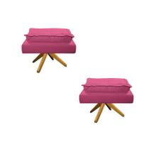 Kit 02 Puffs Opala Base Giratória Madeira Sintético - Doce Sonho Móveis