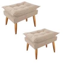 Kit 02 Puffs Opala Luxo Pés Palito - Bela Móveis