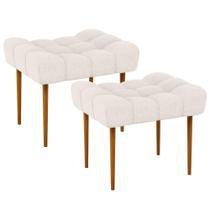 Kit 02 Puffs Para Sala De Estar Requinte L02 Linho Cru