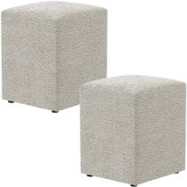 Kit 02 Puffs Quadrado Decorativo L02 Bouclê Creme Kit 02 Puffs Quadrado Decorativo L02 Bouclê Creme
