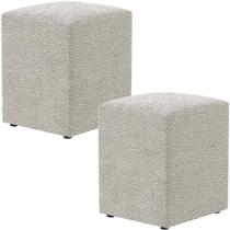Kit 02 Puffs Quadrado Decorativo L02 Bouclê Creme - Lyam Decor
