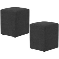 Kit 02 Puffs Quadrado Decorativo L02 Bouclê Preto - Lyam Decor Kit 02 Puffs Quadrado Decorativo L02 Bouclê Preto - Lyam Decor